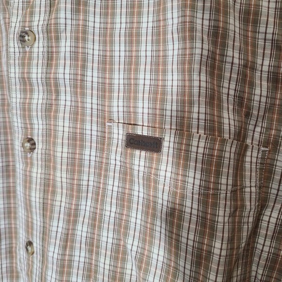 Carhartt XL Mens Button Down Short Sleeve Green - Picture 4 of 8